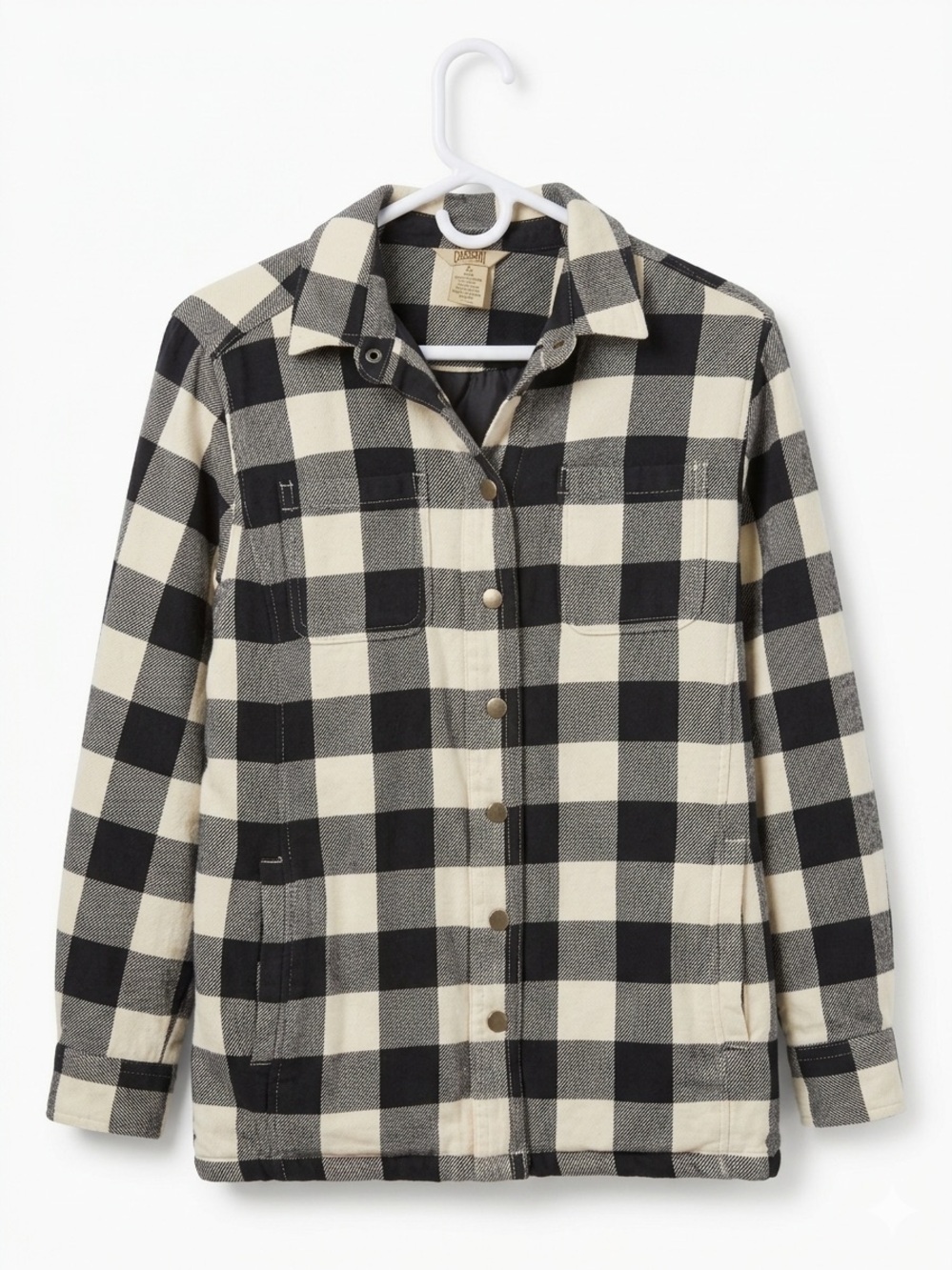 Duluth Trading Co Plaid Utility Shacket - Black & Cream